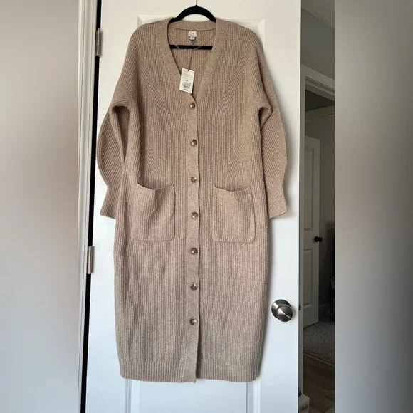 Taupe Knit Cardigan Dress - Picture 2 of 4